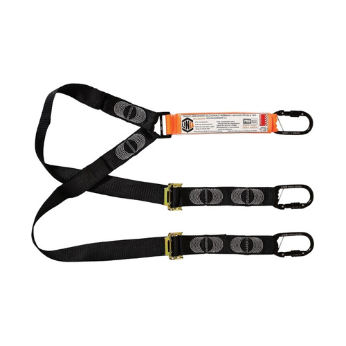 WORKWEAR, SAFETY & CORPORATE CLOTHING SPECIALISTS - LINQ Elite Double Leg Shock Absorbing 2M Adjustable Lanyard  with Hardware KS X2