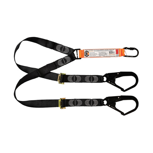 WORKWEAR, SAFETY & CORPORATE CLOTHING SPECIALISTS - LINQ Elite Double Leg Shock Absorbing 2M Adjustable Lanyard  with Hardware KS & SD X2