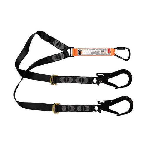 WORKWEAR, SAFETY & CORPORATE CLOTHING SPECIALISTS - LINQ Elite Double Leg Shock Absorbing 2M Adjustable Lanyard  with Hardware KT & ST X2