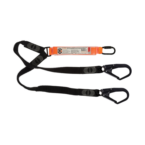 WORKWEAR, SAFETY & CORPORATE CLOTHING SPECIALISTS - LINQ Elite Double Leg Elasticated Lanyard with Hardware KD & SD X2