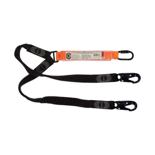 WORKWEAR, SAFETY & CORPORATE CLOTHING SPECIALISTS - LINQ Elite Double Leg Elasticated Lanyard with Hardware KD & SN X2