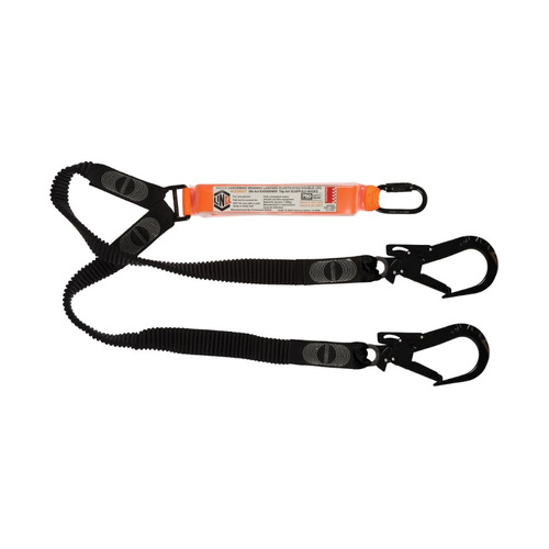 WORKWEAR, SAFETY & CORPORATE CLOTHING SPECIALISTS - LINQ Elite Double Leg Elasticated Lanyard with Hardware KD & ST X2