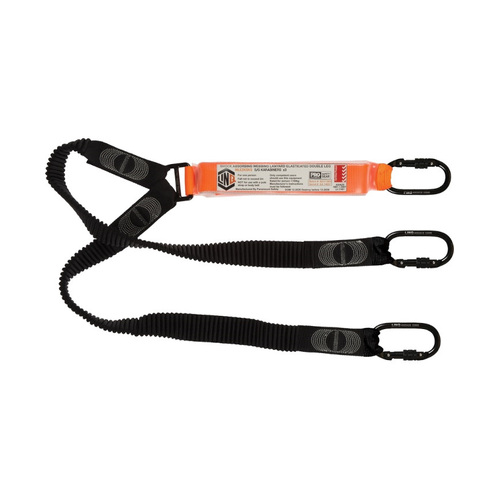 WORKWEAR, SAFETY & CORPORATE CLOTHING SPECIALISTS - LINQ Elite Double Leg Elasticated Lanyard with Hardware KS X3