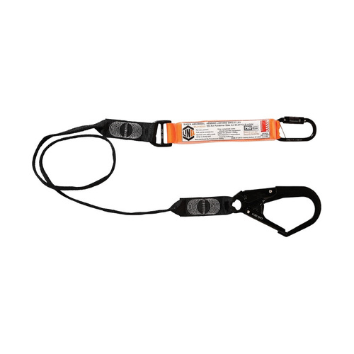 WORKWEAR, SAFETY & CORPORATE CLOTHING SPECIALISTS - LINQ Elite Single Leg Shock Absorbing Webbing Lanyard with Hardware KD & SD