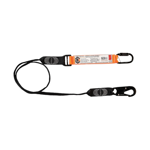 WORKWEAR, SAFETY & CORPORATE CLOTHING SPECIALISTS - LINQ Elite Single Leg Shock Absorbing Webbing Lanyard with Hardware KD & SN