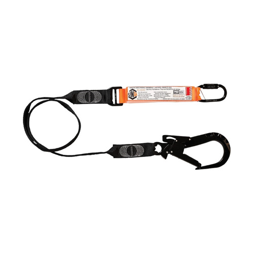 WORKWEAR, SAFETY & CORPORATE CLOTHING SPECIALISTS - LINQ Elite Single Leg Shock Absorbing Webbing Lanyard with Hardware KD & ST