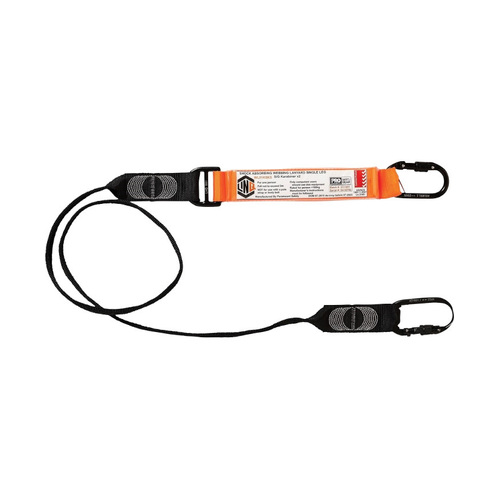 WORKWEAR, SAFETY & CORPORATE CLOTHING SPECIALISTS - LINQ Elite Single Leg Shock Absorbing Webbing Lanyard with Hardware KS & KD