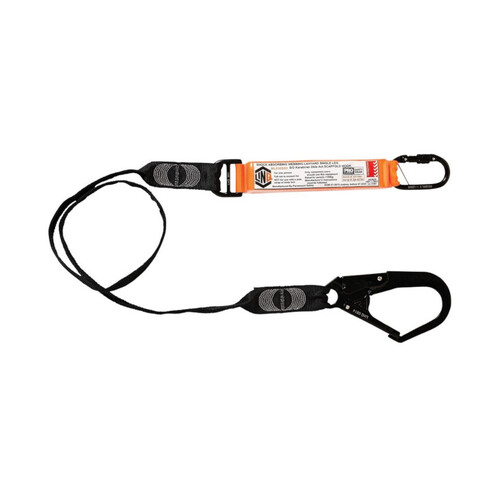 WORKWEAR, SAFETY & CORPORATE CLOTHING SPECIALISTS - LINQ Elite Single Leg Shock Absorbing Webbing Lanyard with Hardware KS & SD