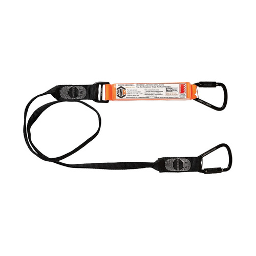 WORKWEAR, SAFETY & CORPORATE CLOTHING SPECIALISTS - LINQ Elite Single Leg Shock Absorbing Webbing Lanyard with Hardware KT X2