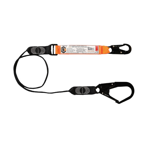 WORKWEAR, SAFETY & CORPORATE CLOTHING SPECIALISTS - LINQ Elite Single Leg Shock Absorbing Webbing Lanyard with Hardware SN & SD