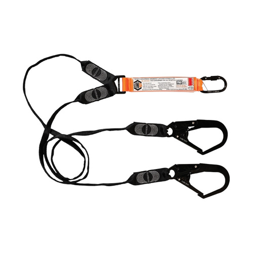 WORKWEAR, SAFETY & CORPORATE CLOTHING SPECIALISTS LINQ Elite Double Leg Shock Absorbing Webbing Lanyard with Hardware KS & SD X2