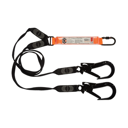 WORKWEAR, SAFETY & CORPORATE CLOTHING SPECIALISTS - LINQ Elite Double Leg Shock Absorbing Webbing Lanyard with Hardware KS & ST X2