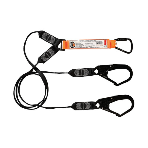 WORKWEAR, SAFETY & CORPORATE CLOTHING SPECIALISTS - LINQ Elite Double Leg Shock Absorbing Webbing Lanyard with Hardware KT & SD X3