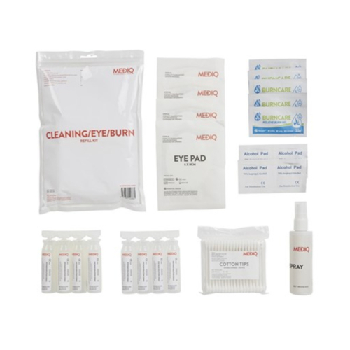 WORKWEAR, SAFETY & CORPORATE CLOTHING SPECIALISTS - MEDIQ FIRST AID KIT REFILL MODULE #4 CLEANING/EYE/BURN  IN ZIPLOCK BAG CLEAR/WHITE