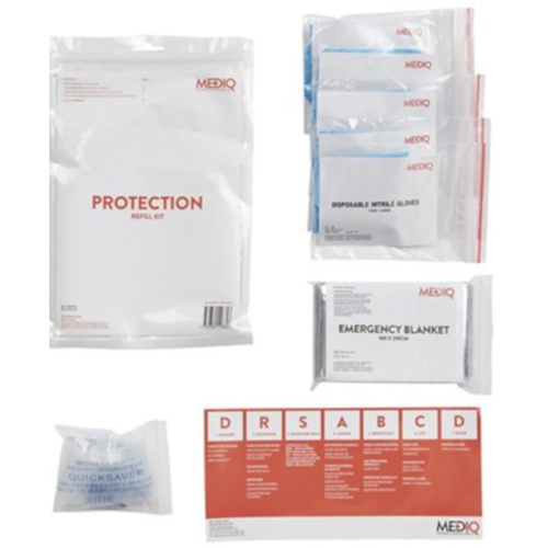 WORKWEAR, SAFETY & CORPORATE CLOTHING SPECIALISTS - MEDIQ FIRST AID KIT REFILL MODULE #2 PROTECTION  IN ZIPLOCK BAG CLEAR/WHITE