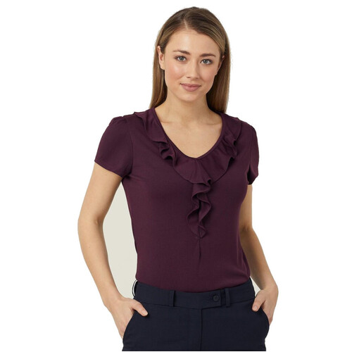 WORKWEAR, SAFETY & CORPORATE CLOTHING SPECIALISTS NNT - MATT JERSEY CAP SLEEVE RUFFLE NECK T-TOP