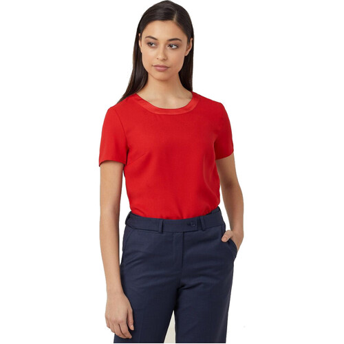 WORKWEAR, SAFETY & CORPORATE CLOTHING SPECIALISTS - NNT - SATIN BACK CREPE SHORT SLEEVE TOP