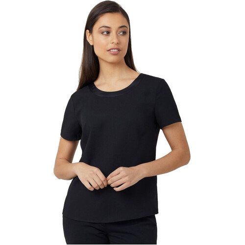 WORKWEAR, SAFETY & CORPORATE CLOTHING SPECIALISTS NNT - SATIN BACK CREPE SHORT SLEEVE TOP