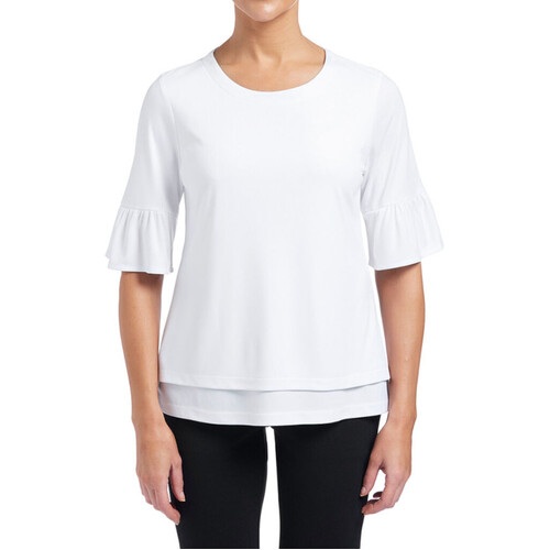 WORKWEAR, SAFETY & CORPORATE CLOTHING SPECIALISTS - SHORT SLEEVE RUFFLE SLEEVE TOP