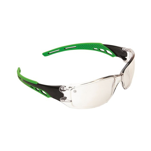 WORKWEAR, SAFETY & CORPORATE CLOTHING SPECIALISTS - Cirrus- Clear Polycarbonate Frame with soft green overmoulded arms- clear lens- antifog