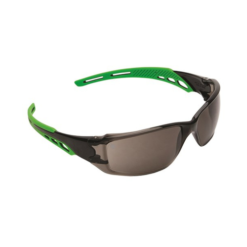 WORKWEAR, SAFETY & CORPORATE CLOTHING SPECIALISTS - Cirrus- Clear Polycarbonate Frame with soft green overmoulded arms- smoke lens- antifog