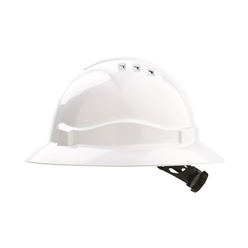 WORKWEAR, SAFETY & CORPORATE CLOTHING SPECIALISTS - Hard Hat (V6) - VENTED, FULL BRIM, 6 Point PROLOCK Harness