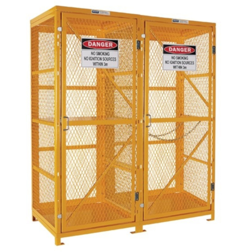 WORKWEAR, SAFETY & CORPORATE CLOTHING SPECIALISTS - PRATT FORKLIFT & GAS CYLINDER CAGE. 3 STORAGE LEVELS UP TO 8 FORKLIFT & 9 G-SIZED CYLINDERS