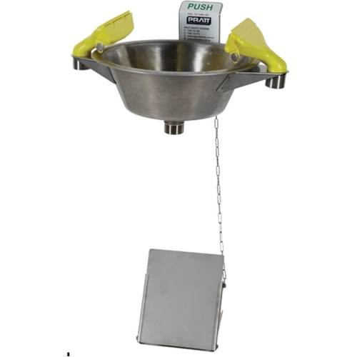 WORKWEAR, SAFETY & CORPORATE CLOTHING SPECIALISTS - PRATT WALL MOUNTED TRIPLE NOZZLE EYE & FACE WASH WITH BOWL & FOOT TREADLE