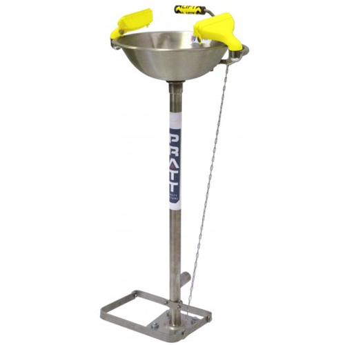 WORKWEAR, SAFETY & CORPORATE CLOTHING SPECIALISTS - PRATT PEDESTAL MOUNTED TRIPLE NOZZLE EYE & FACE WASH WITH BOWL & FOOT TREADLE