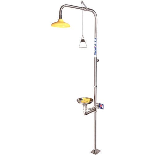 WORKWEAR, SAFETY & CORPORATE CLOTHING SPECIALISTS - PRATT COMBINATION SHOWER WITH TRIPLE NOZZLE EYE & FACE WASH WITH BOWL. NO FOOT TREADLE