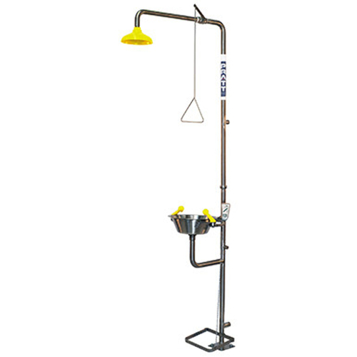 WORKWEAR, SAFETY & CORPORATE CLOTHING SPECIALISTS - PRATT COMBINATION SHOWER WITH SINGLE NOZZLE EYE WASH WITH BOWL & FOOT TREADLE