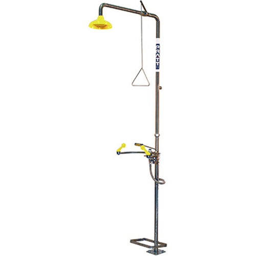 WORKWEAR, SAFETY & CORPORATE CLOTHING SPECIALISTS - PRATT COMBINATION SHOWER WITH SINGLE NOZZLE EYE WASH NO BOWL WITH FOOT TREADLE