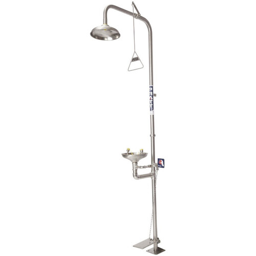 WORKWEAR, SAFETY & CORPORATE CLOTHING SPECIALISTS - PRATT COMBINATION 304SS SHOWER NON AERATED SINGLE NOZZLE EYE WITH BOWL AND FOOT TREADLE