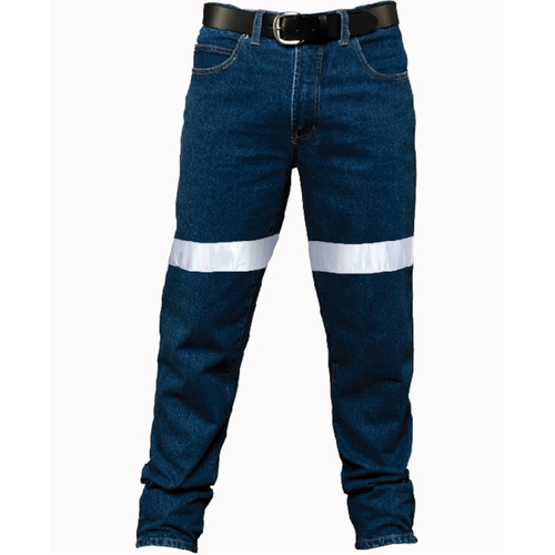 WORKWEAR, SAFETY & CORPORATE CLOTHING SPECIALISTS - Men's Cotton Denim Jean 50MM Reflective Tape