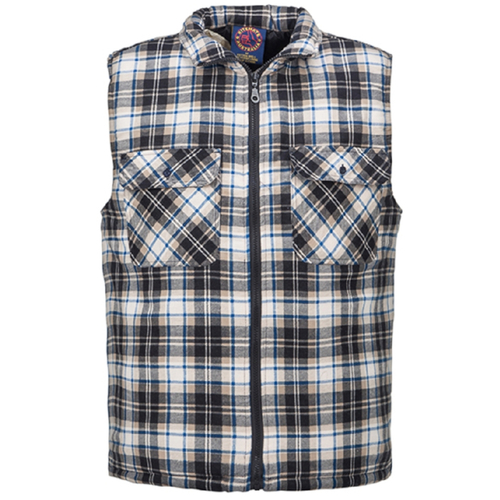 WORKWEAR, SAFETY & CORPORATE CLOTHING SPECIALISTS - Flannelette Men's Vest Quilted Zipper Front