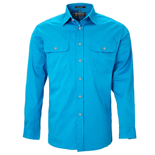 WORKWEAR, SAFETY & CORPORATE CLOTHING SPECIALISTS - Open Front Men's Pilbara Shirt - Long Sleeve