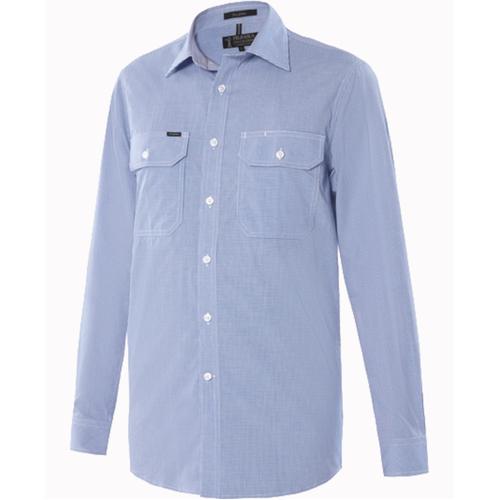 WORKWEAR, SAFETY & CORPORATE CLOTHING SPECIALISTS - Pilbara Mens Y/D Check, Dual Pocket, L/S Shirt