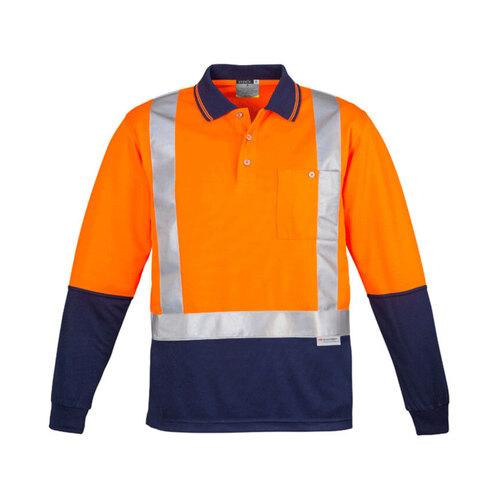 WORKWEAR, SAFETY & CORPORATE CLOTHING SPECIALISTS - Mens Hi Vis Spliced L/S Polo - Shoulder Taped