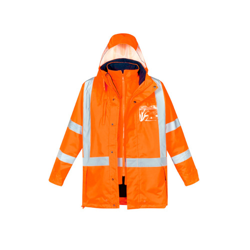 WORKWEAR, SAFETY & CORPORATE CLOTHING SPECIALISTS Mens Hi Vis X Back Taped 4 in 1 Waterproof Jacket