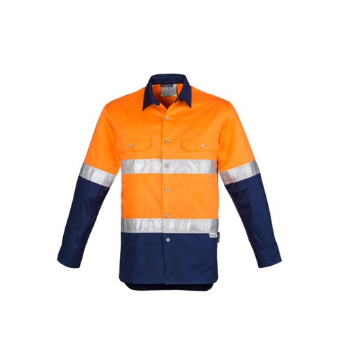 WORKWEAR, SAFETY & CORPORATE CLOTHING SPECIALISTS Mens Hi Vis Industrial L/S Shirt - Hoop Taped