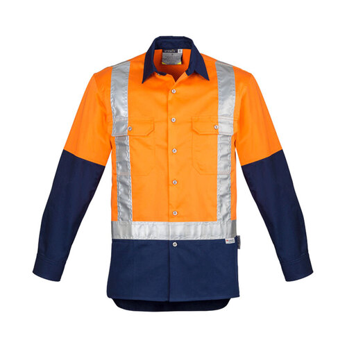 WORKWEAR, SAFETY & CORPORATE CLOTHING SPECIALISTS - Mens Hi Vis Spliced Industrial L/S Shirt - Shoulder Taped