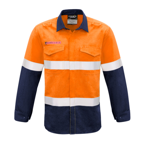 WORKWEAR, SAFETY & CORPORATE CLOTHING SPECIALISTS - Mens Red Flame Hi Vis Shirt - Hoop Taped