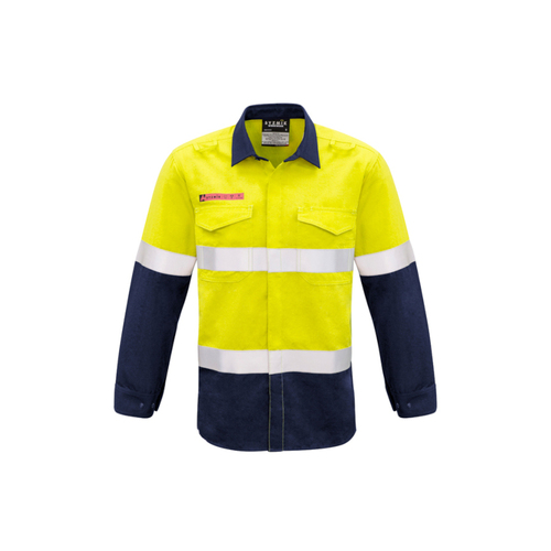 WORKWEAR, SAFETY & CORPORATE CLOTHING SPECIALISTS Mens Red Flame Hi Vis Shirt - Hoop Taped