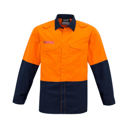 WORKWEAR, SAFETY & CORPORATE CLOTHING SPECIALISTS - Mens Red Flame Hi Vis Shirt