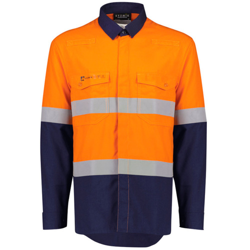 WORKWEAR, SAFETY & CORPORATE CLOTHING SPECIALISTS - Mens Orange Flame Lightweight Ripstop Spliced Shirt - Hoop Taped