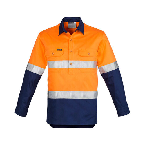 WORKWEAR, SAFETY & CORPORATE CLOTHING SPECIALISTS - Mens Hi Vis Closed Front L/S Shirt - Hoop Taped