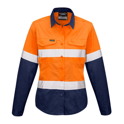 WORKWEAR, SAFETY & CORPORATE CLOTHING SPECIALISTS - Womens Rugged Cooling Hi Vis Taped L/S Shirt