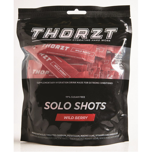 WORKWEAR, SAFETY & CORPORATE CLOTHING SPECIALISTS - Solo Shot Sachet 3g   Solo Shots Pack x 50pk,Wild Berry