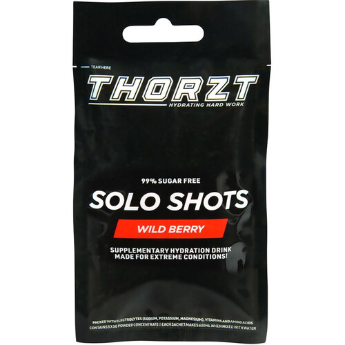 WORKWEAR, SAFETY & CORPORATE CLOTHING SPECIALISTS THORZT FIVE PACK SUGAR FREE SOLO SHOT WILD BERRY - 5 SACHETS