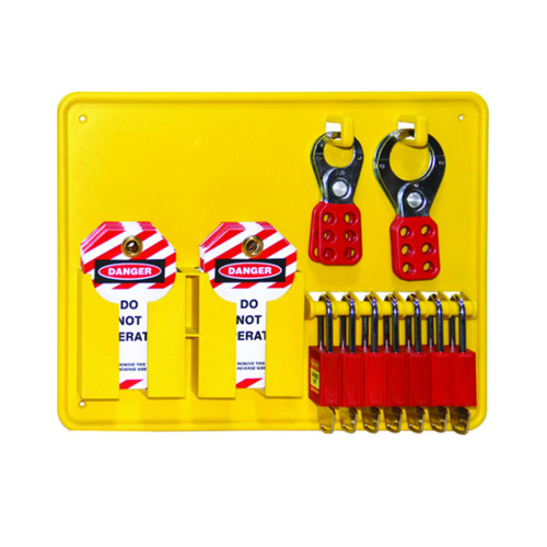 WORKWEAR, SAFETY & CORPORATE CLOTHING SPECIALISTS 390x290mm - 6 Lock Lockout Station - Includes 6 Premium Red Locks (UL418), 2 x 25mm Hasp (UL420), 2
